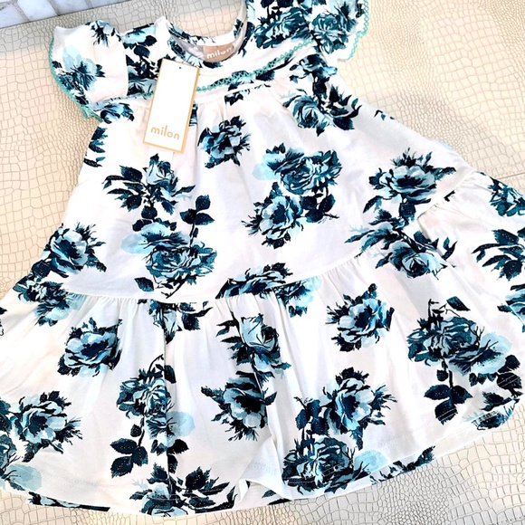 MILON Other - Brand New Very Pretty Blue and Cream Print MILON Girls Toddler Dress 3T